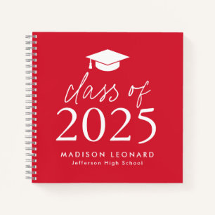 Modern 2025 Red Photo Graduation Party Guest Book
