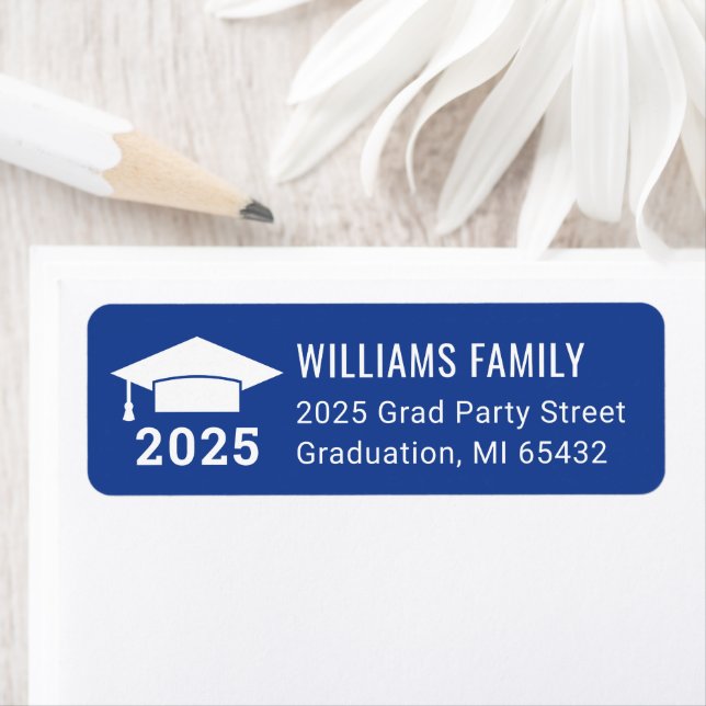 Modern 2025 Royal Blue Graduation Return Address (Insitu)