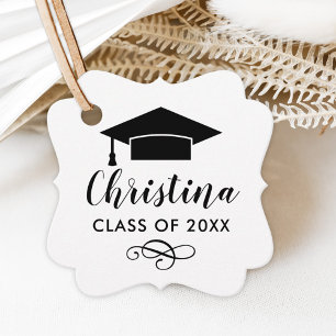Modern 2026 Black Script Name Photo Graduation Favour Tags