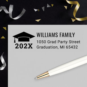 Modern 2026 Black White Graduation Return Address Self-inking Stamp