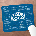 Modern 2026 Calendar Business Logo Blue Mouse Pad<br><div class="desc">Modern 2026 calendar mouse pad features your company logo, name and business website in the middle surrounded by a white calendar on a blue background. Replace the sample logo, name, and text with your own in the sidebar. Your logo can be any shape. If you want the background colour to...</div>