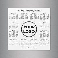 Modern 2026 Calendar Company Logo on White Magnet