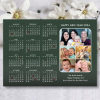 Modern 2026 Calendar Sage Green 5 Photo Magnetic