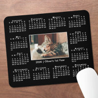 Modern 2026 Calendar Your Photo Name on Black