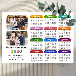 Modern 2026 Colour Calendar Simple 2 Photo Magneti