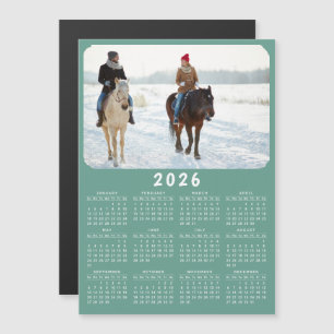 Modern 2026 Magnetic Photo Calendar Teal Green