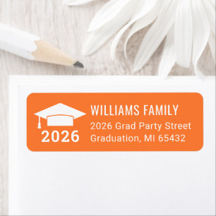Modern 2026 Orange Graduation Return Address