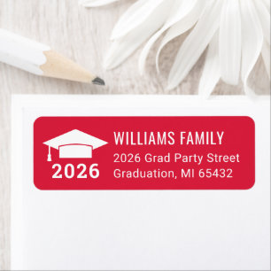 Modern 2026 Red Graduation Return Address