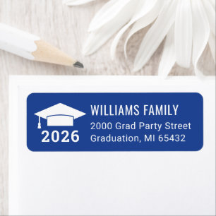 Modern 2026 Royal Blue Graduation Return Address