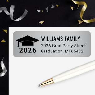 Modern 2026 Silver Graduation Return Address