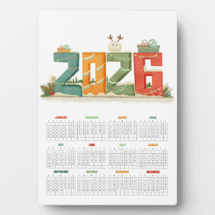 Modern 2026 Tabletop Desk Calendar - New year Plaque