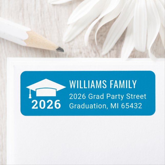 Modern 2026 Teal Blue Graduation Return Address (Insitu)