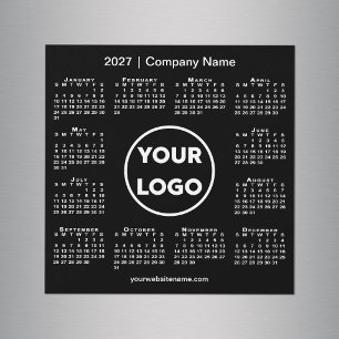 Modern 2027 Calendar Company Logo Black Magnet