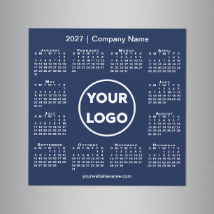 Modern 2027 Calendar Company Logo Navy Blue Magnet