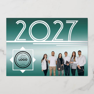 Modern 2027 New Year Logo Photo Greeting Card