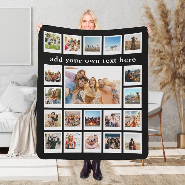 Modern 20 Picture Personalized Photo Collage Sherpa Blanket (Creator Uploaded)