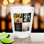 Modern 21 birthday black 2 photo collage grid shot glass<br><div class="desc">Modern 21st birthday black and white 2 photo collage grid</div>