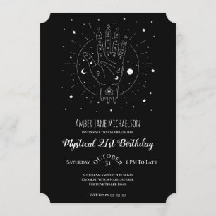 Modern 21 Birthday Fortune Teller Palmistry Magic Invitation