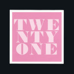 Modern 21st Birthday Elegant Pink Bold Typography Napkin<br><div class="desc">Modern 21st birthday napkins featuring elegant bold typography and minimalist design.</div>