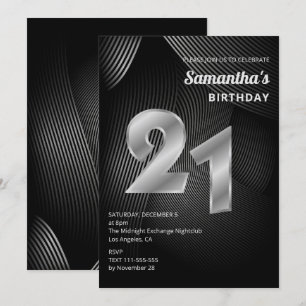 Modern 21st Birthday Invitation