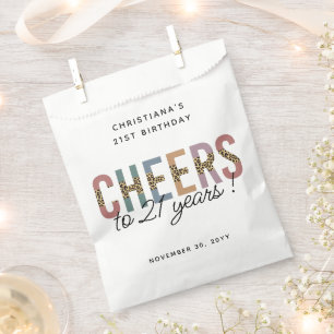 Modern 21st Birthday Party Leopard Print Favour Bag