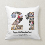 Modern 21st Number Photo Collage Custom Greeting Throw Pillow<br><div class="desc">Display your favourite pictures into a number collage! Makes a perfect anniversary or birthday present for a loved one.
Photography © Storytree Studios,  Stanford,  CA</div>