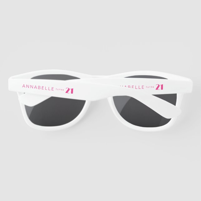 Modern 21st Twenty One Girls Birthday Sunglasses (Back)