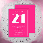 Modern 21st Twenty One Hot Pink Birthday Party Invitation<br><div class="desc">Custom 21st birthday party invitations perfect for girls twenty first birthday party. Customize with your own name. Colours can be edited in the design tool. Please use the message me button below for help with further customization and special requests. © Zoe Chapman Design</div>