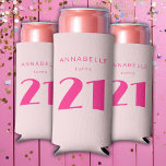 Modern 21st Twenty One Pink Birthday Party Seltzer Can Cooler<br><div class="desc">Custom 21st birthday party pink can cooler perfect for girls twenty first birthday party celebrations.  Customize with your own name.  Colours can be edited in the design tool. Please use the message me button below for help with further customization and special requests.  © Zoe Chapman Design</div>