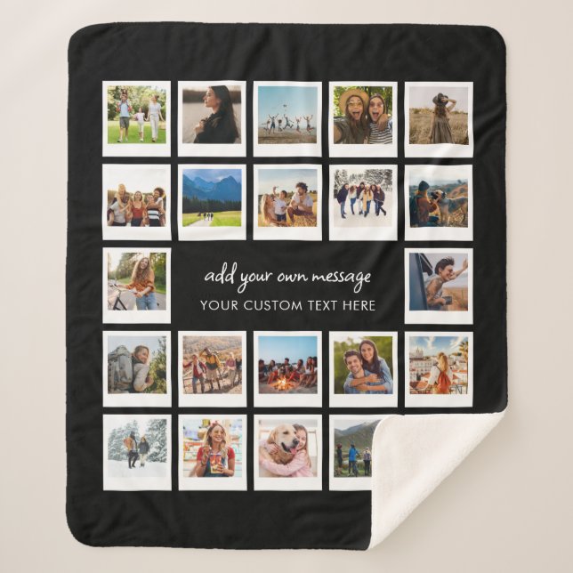 Modern 22 Picture Personalized Photo Collage Sherpa Blanket (Front)