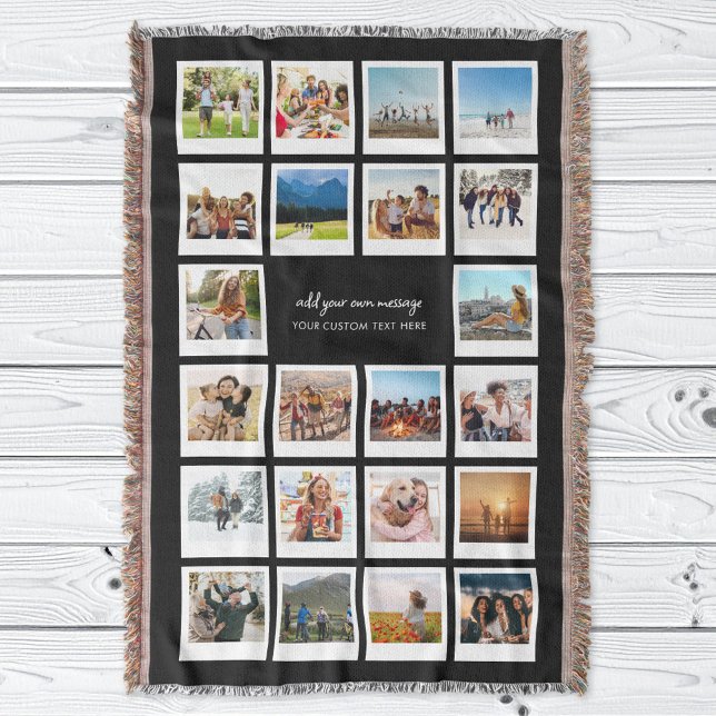 Modern 22 Picture Personalized Photo Collage Throw Blanket (Creator Uploaded)