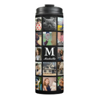 Modern 24 Family Photo Collage with Initial & Name