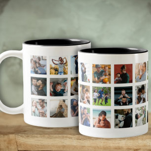 Modern 24 Insta Photo Collage Keepsake  Two-Tone Coffee Mug
