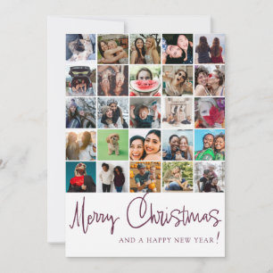 Modern 25 photo collage Christmas Pattern  Holiday Card
