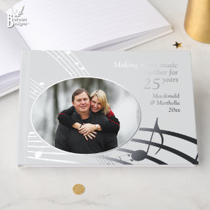Modern 25th SILVER Anniversary SWEET MUSIC Guest Book