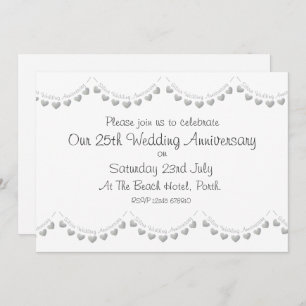 Modern 25th Silver Wedding Anniversary Invitation