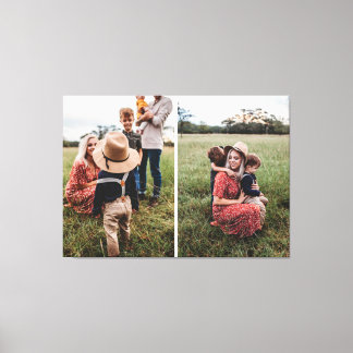 Modern 2 Family Photo Collage | Design Your Own Ca Canvas Print