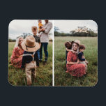 Modern 2 Family Photo Collage | Design Your Own Magnet<br><div class="desc">Create your own photo magnet with this customizable collage template! A simple white line divides two favourite fridge worthy photos!</div>