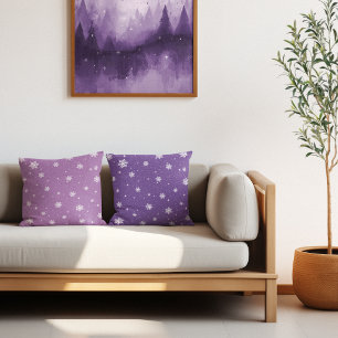 Modern 2-in-1 Purple Stars & Snowflakes Throw Pillow