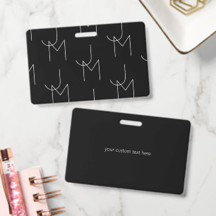 Modern 2 Initial Pattern Black & White Badge