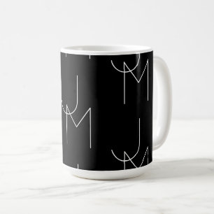 Modern 2 Initial Pattern   Black & White Coffee Mug
