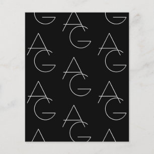 Modern 2 Initial Pattern Black & White Flyer