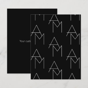 Modern 2 Initial Pattern   Black & White Invitation
