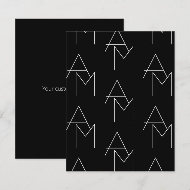 Modern 2 Initial Pattern | Black & White Invitation (Front/Back)
