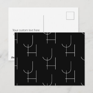 Modern 2 Initial Pattern   Black & White Postcard