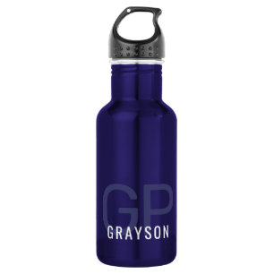 Modern 2 Initials and Name Small Blue 532 Ml Water Bottle