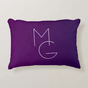 Modern 2 Initials   Deep Purple Subtle Ombre Accent Pillow