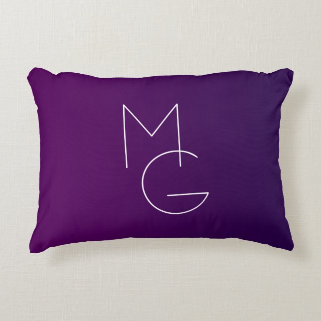 Modern 2 Initials | Deep Purple Subtle Ombre Accent Pillow (Front)