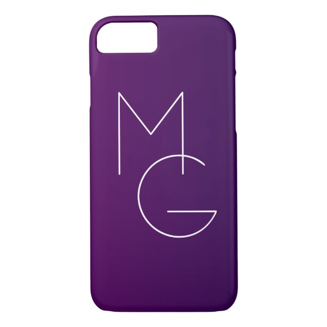 Modern 2 Initials | Deep Purple Subtle Ombre Case-Mate iPhone Case (Back)