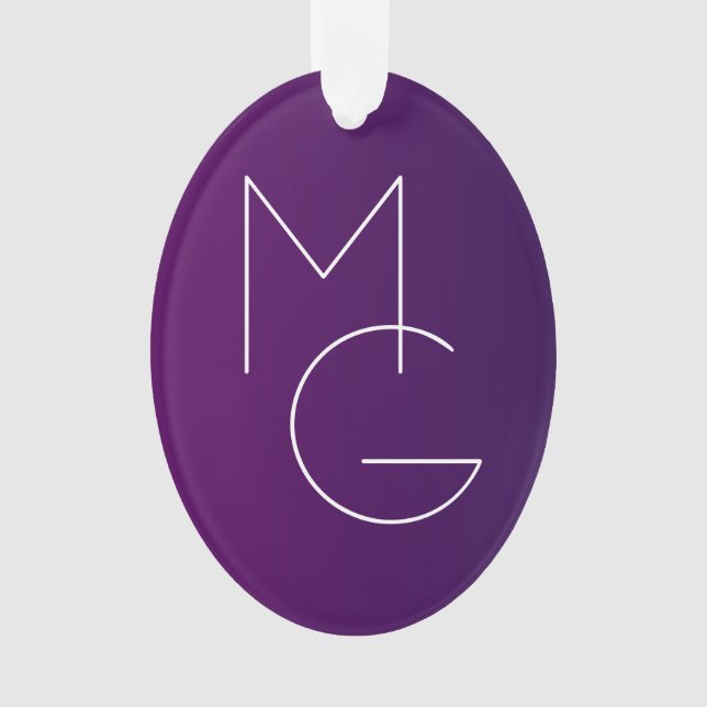 Modern 2 Initials | Deep Purple Subtle Ombre Ornament (Front)
